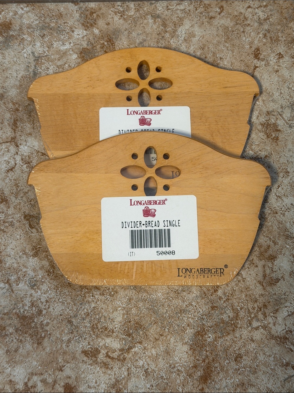 Longaberger Light Brown Wooden Bread Dividers with Decorative Cutouts (Set of 2)